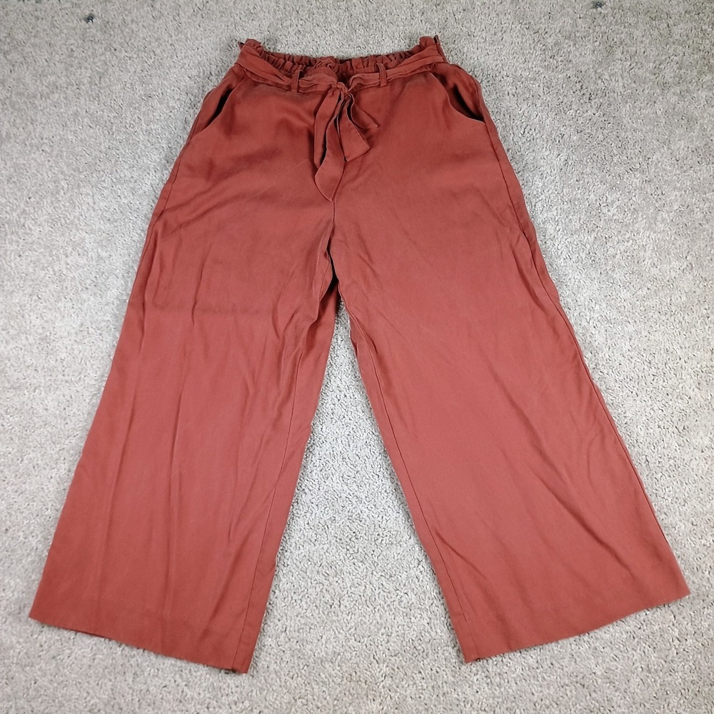 LC Lauren Conrad Rust Paperbag Waist Wide Leg Cropped Pants Costal Boho Small